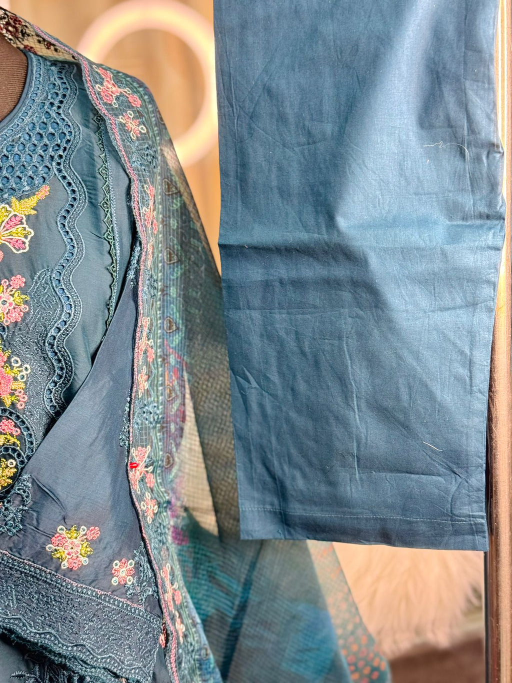 Embroidery Cotton 3 Piece (Blue)