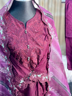 Embroidery Cotton 3 Piece (Burgendy)