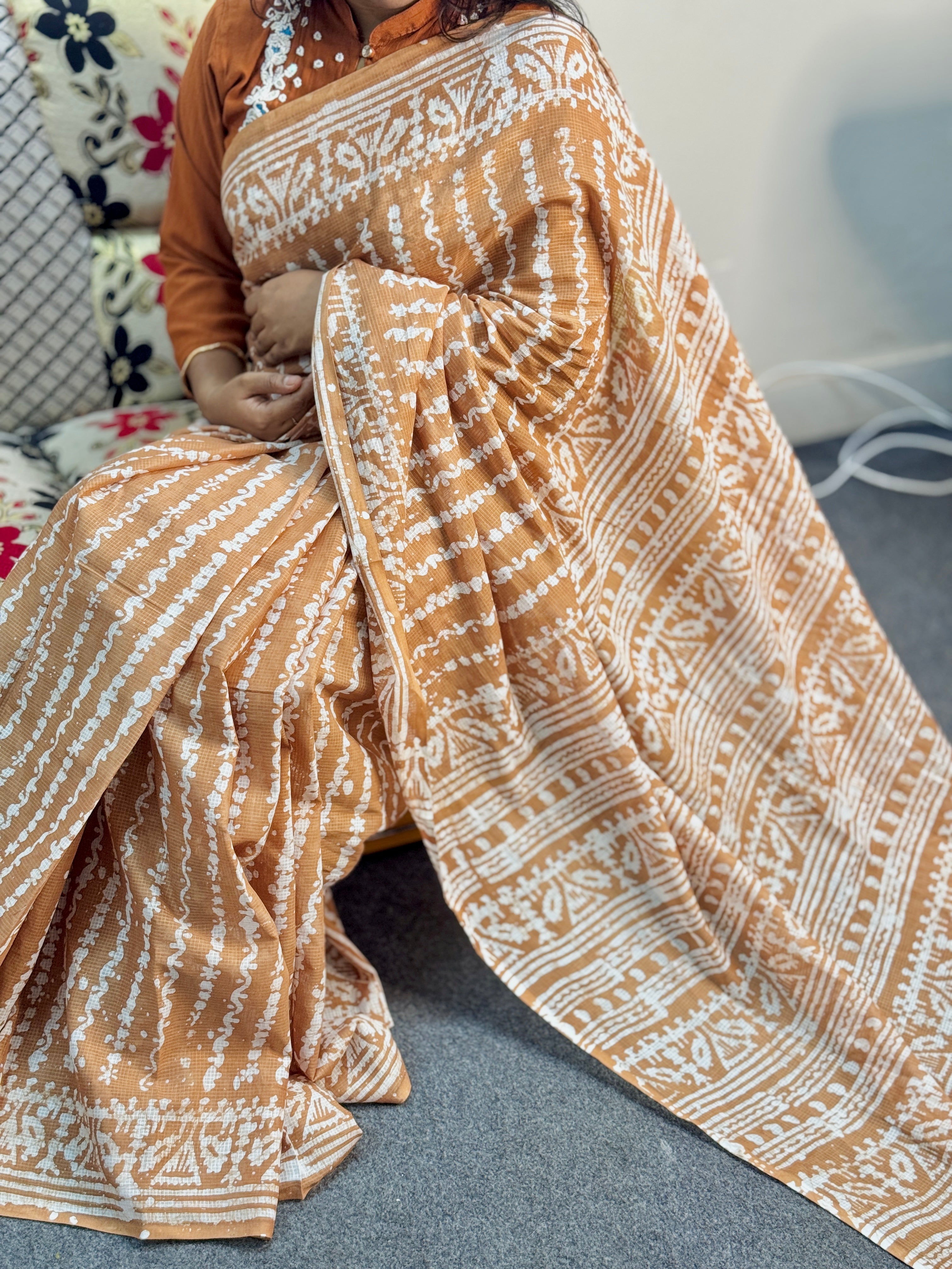 Tie DYE Cotton Batik Saree