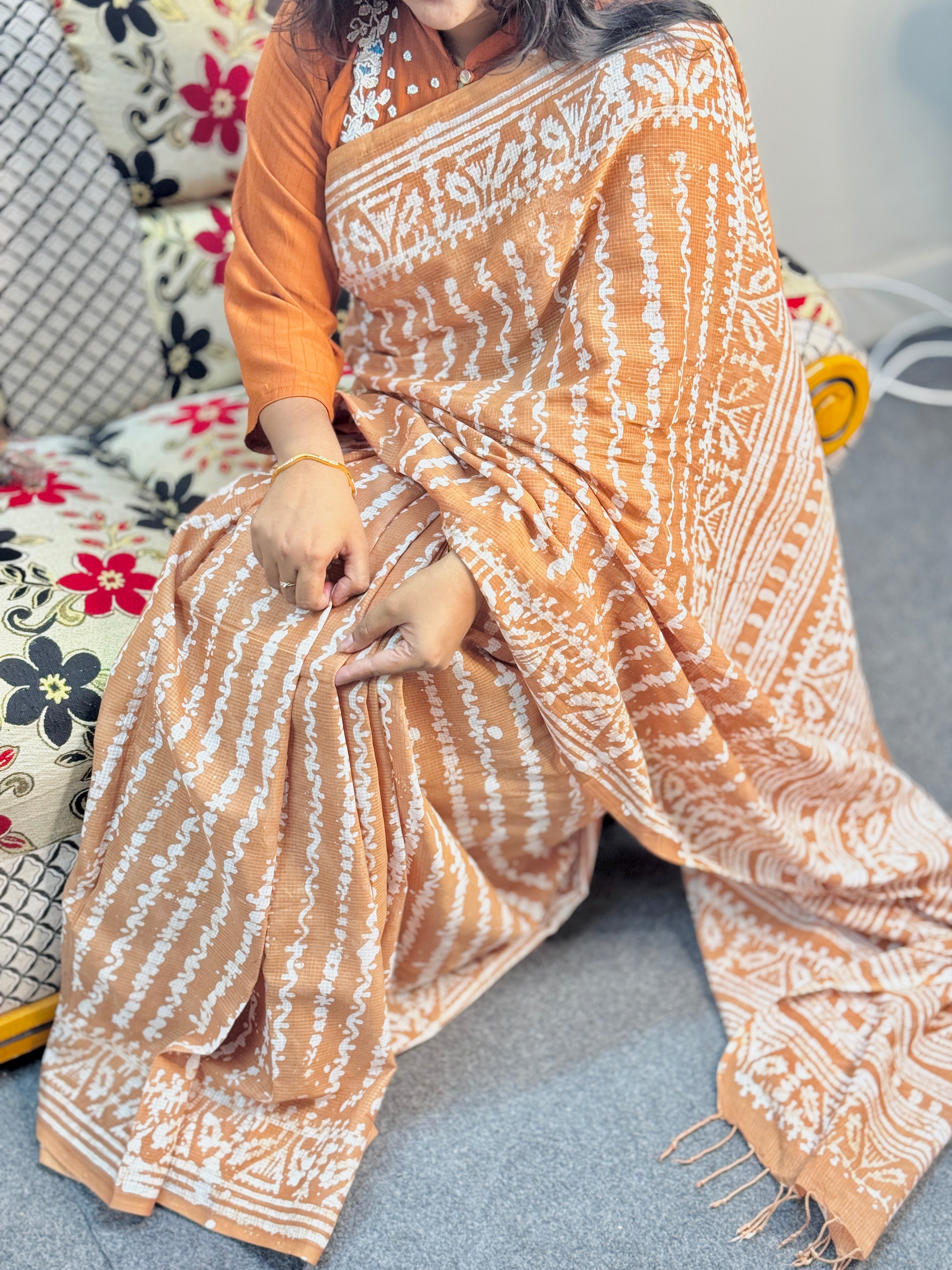 Tie DYE Cotton Batik Saree