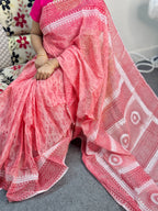 Half Silk Block Print Saree