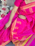 Half Silk Block Print Saree